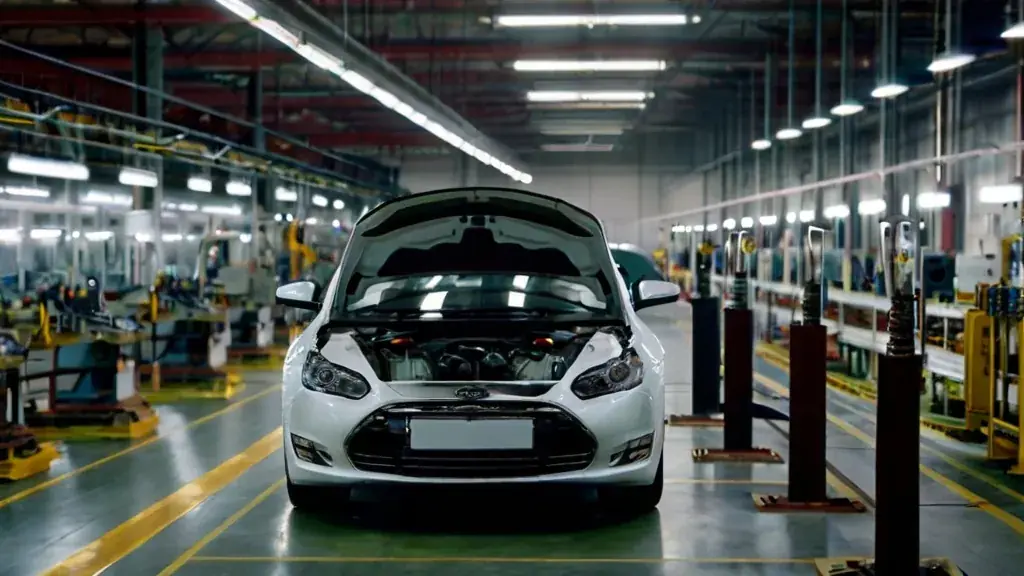 Carro em linha de montagem automotiva
